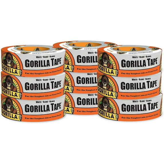 Gorilla White Duct Tape, 1.88" x 30 yd, White, Pack of 8