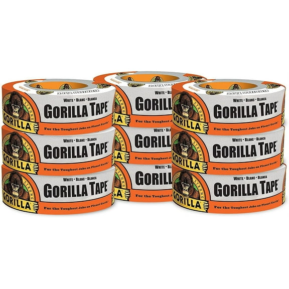 Gorilla White Duct Tape, 1.88" x 30 yd, White, Pack of 8