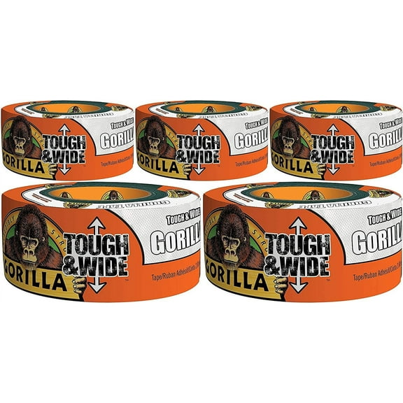 Gorilla White Tough & Wide Duct Tape, 2.88" x 25 yd, White, 5 Pack