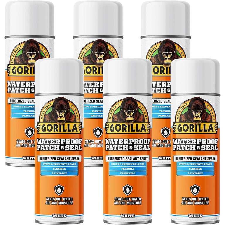 ゴリラグルー Gorilla Waterproof Patch and Seal Spray, Rubberized Coating, White