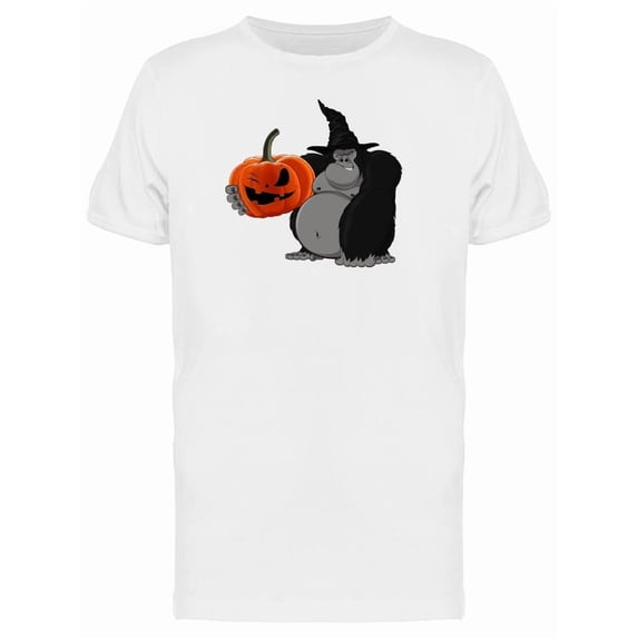 Gorilla With A Pumpkin Tee Men's -Image by Shutterstock