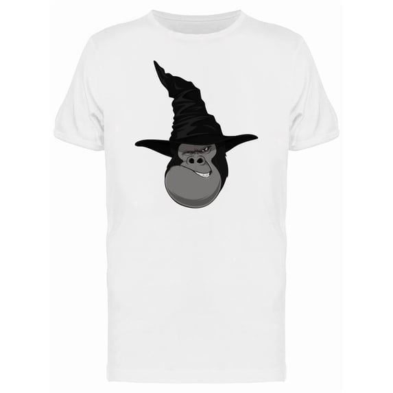 Gorilla With Black Witch Hat Tee Men's -Image by Shutterstock