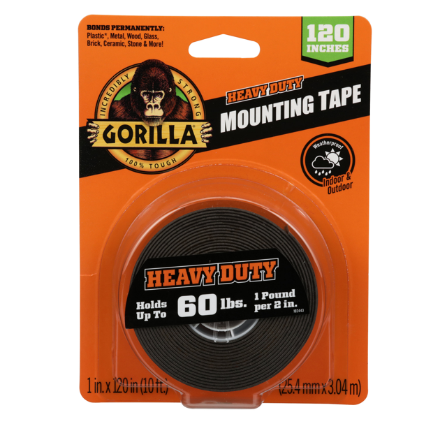 Gorilla XL Black Heavy Duty Mounting Tape Material Acrylic Adhesive, 10