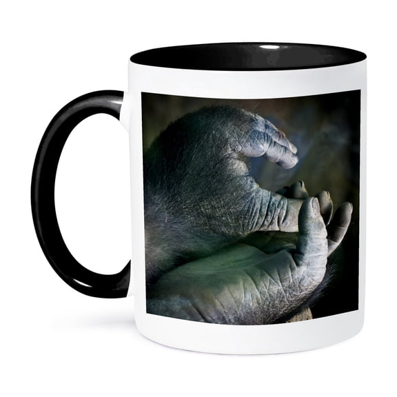 3dRose, Gorilla hands, 15oz Two-Tone Black Mug