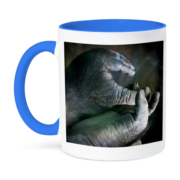 3dRose, Gorilla hands, 15oz Two-Tone Blue Mug