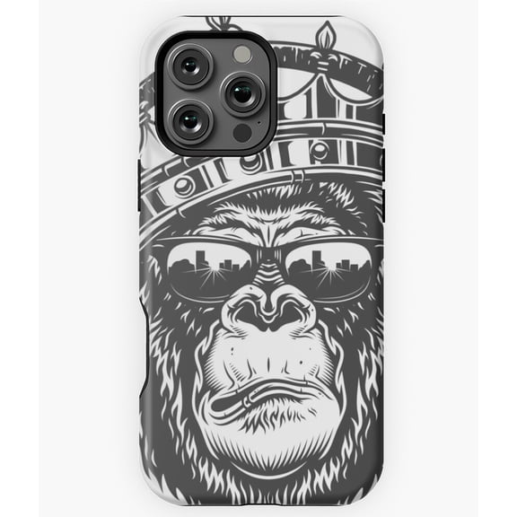 Gorilla with Crown Shades Headphones Phone Case for iPhone 16 15 14 13 12 11 Pro Max