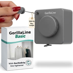 GorillaLine Basic - Retractable Clothesline Indoor Outdoor Clothes Line - Heavy Duty Clothes Drying Laundry Line - Wall Mounted Drying Rack - Air Dry Clothing - Tighten with GorillaGrip