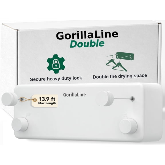 GorillaLine - Retractable Clothesline Indoor Outdoor Clothes Line - Heavy Duty Clothes Drying Laundry Line - Wall Mounted Drying Rack - Air Dry Clothing