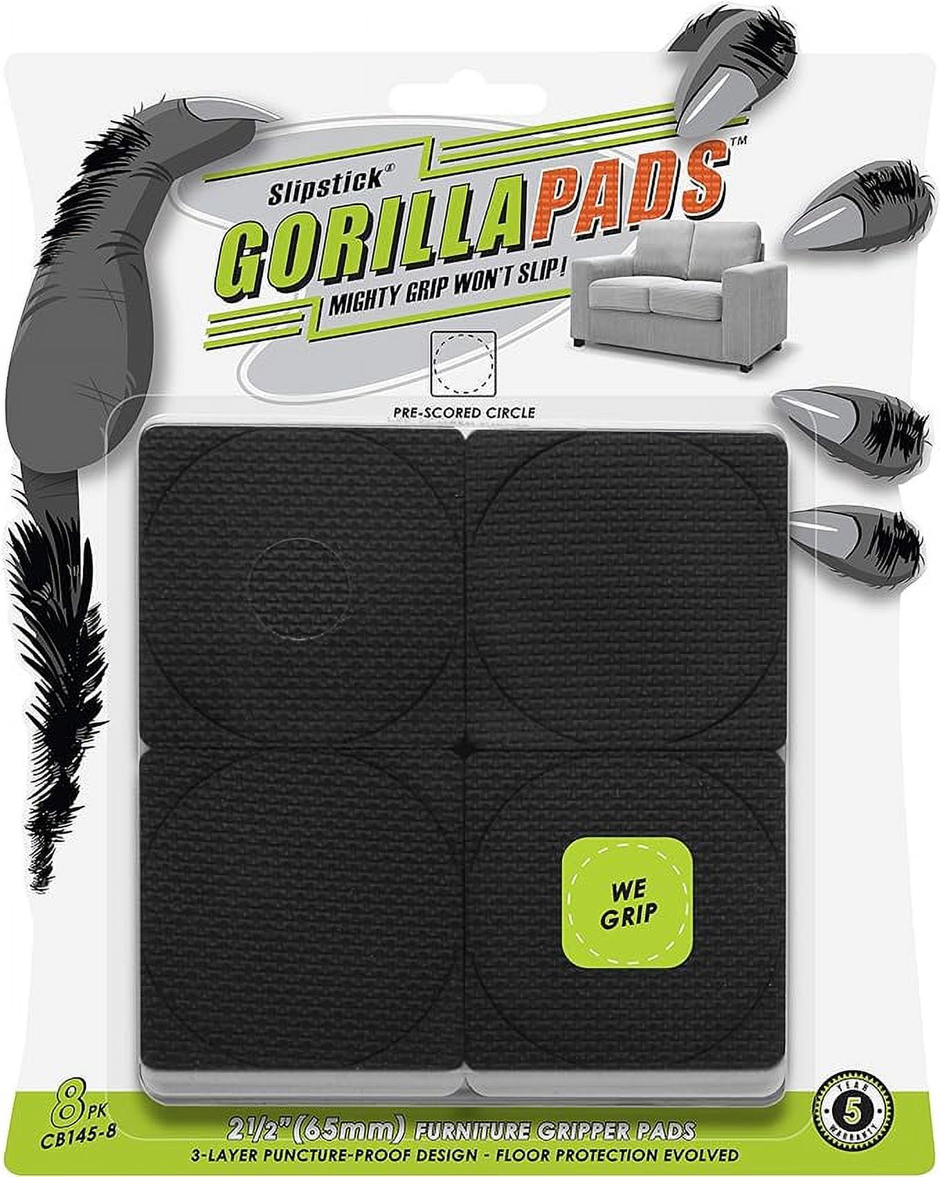 GorillaPads NonSlip Furniture Pads/Grippers, Rubber Floor Protectors