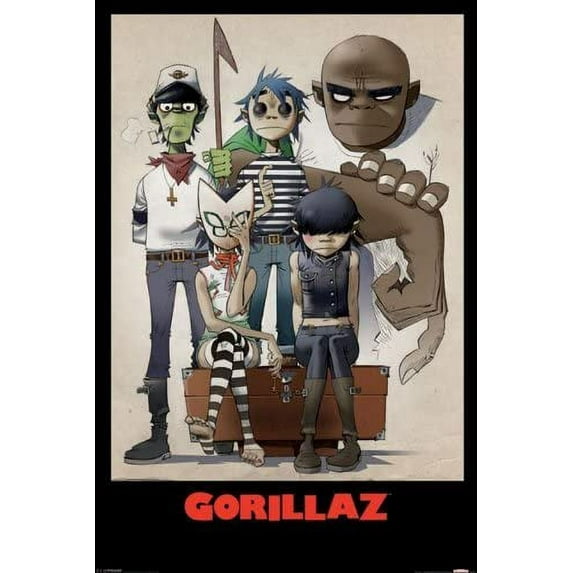 Gorillaz - All Here-Alternative Rock Music Poster,Frameless Gift 12 x 18 inch(30cm x 46cm)