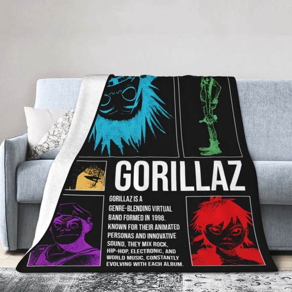 Gorillaz Blanket Gifts Soft Warm Throw Blanket Fleece Blankets for Bed Chair Car Sofa Couch Bedroom 60"x50"