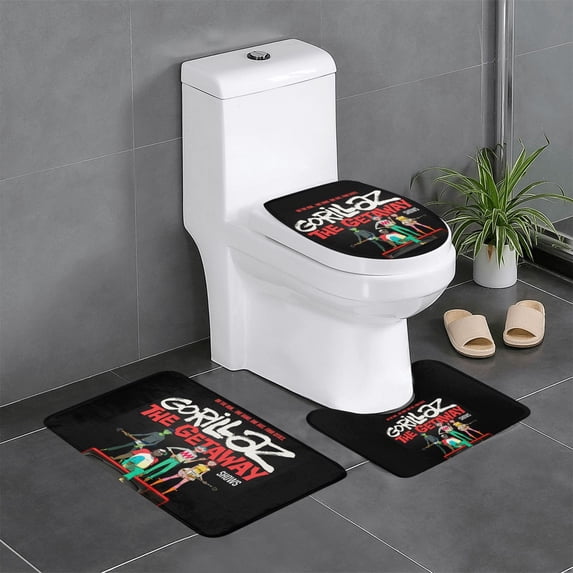 Gorillaz Floor Mat Lid Cover Toilet Mat 3-Piece Set Non-Slip Thick Rugs Bathroom Sets