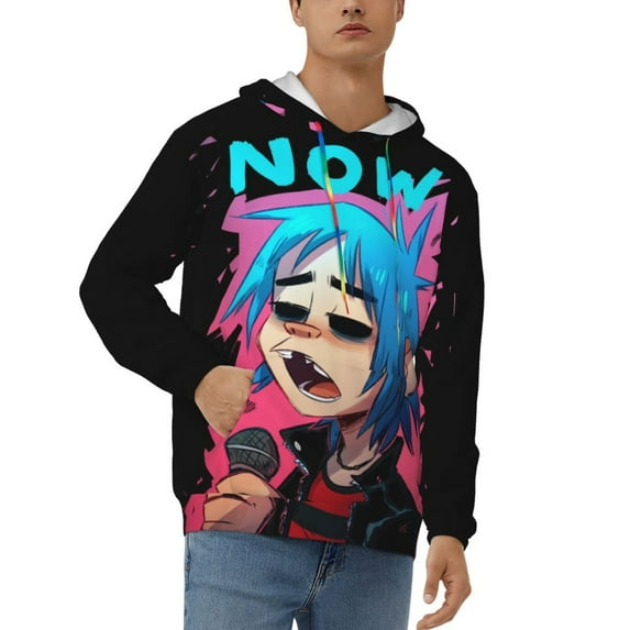 Gorillaz Men's Hoodie With Color Drawstrings Sweatshirt Hooded Pullover Print Winter Coat Jacket Large