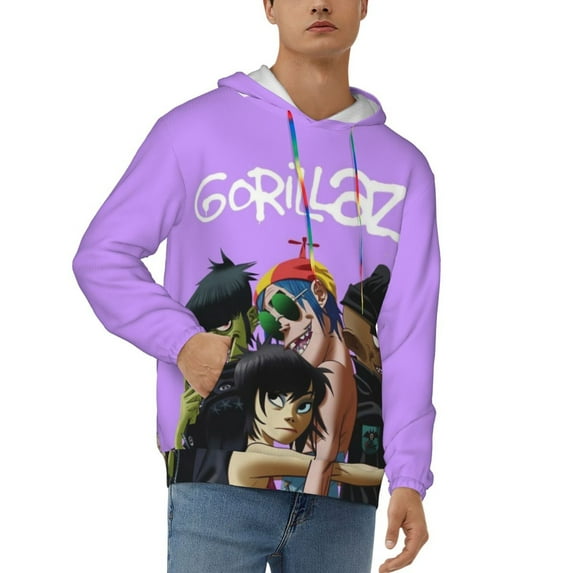 Gorillaz Men's Hoodie With Color Drawstrings Sweatshirt Hooded Pullover Print Winter Coat Jacket Xx-Large
