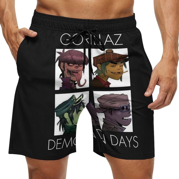Gorillaz Men's Swim Trunks Board Shorts Drawstring Elastic Waist Quick Dry Swimsuits Beach Shorts with Pockets 3XL