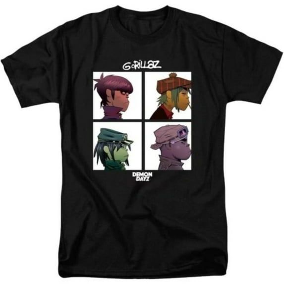 Gorillaz Shirt Mens Demon Days Band Logo T Shirt Short Sleeve Black