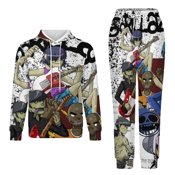 Gorillaz Sweatshirt & Sweatpants Tracksuit Sets Printed Casual Pullover Hoodie & Pants Set XS