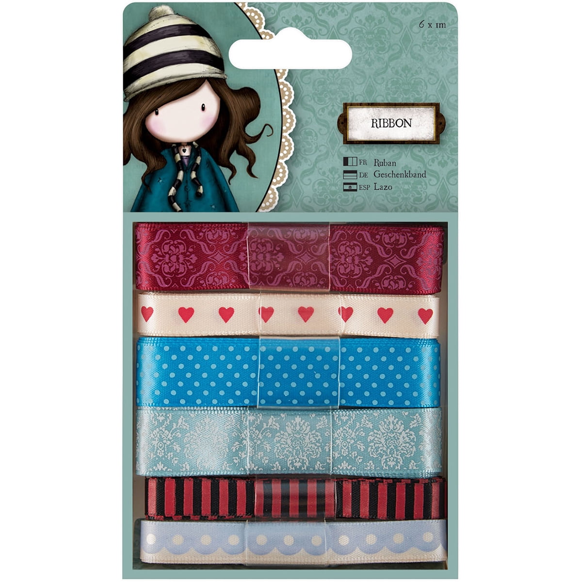 Gorjuss Ribbon 1m Each 6/PkgSantoro, Pk 3, docrafts