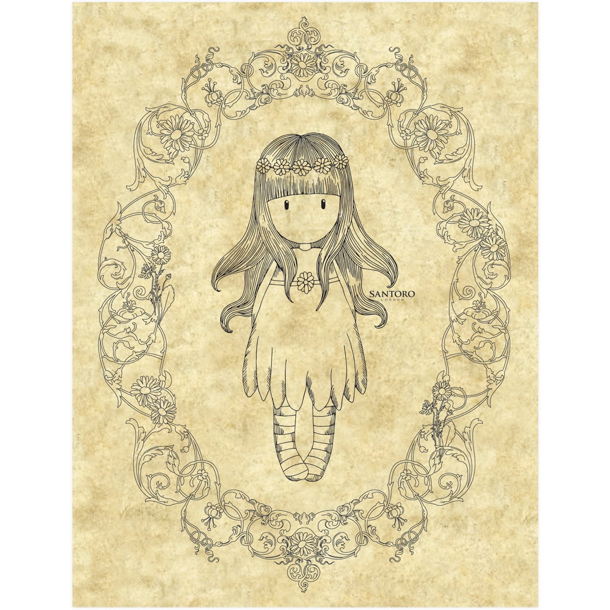 Gorjuss Santoro Rubber Stamp, Oops a Daisy