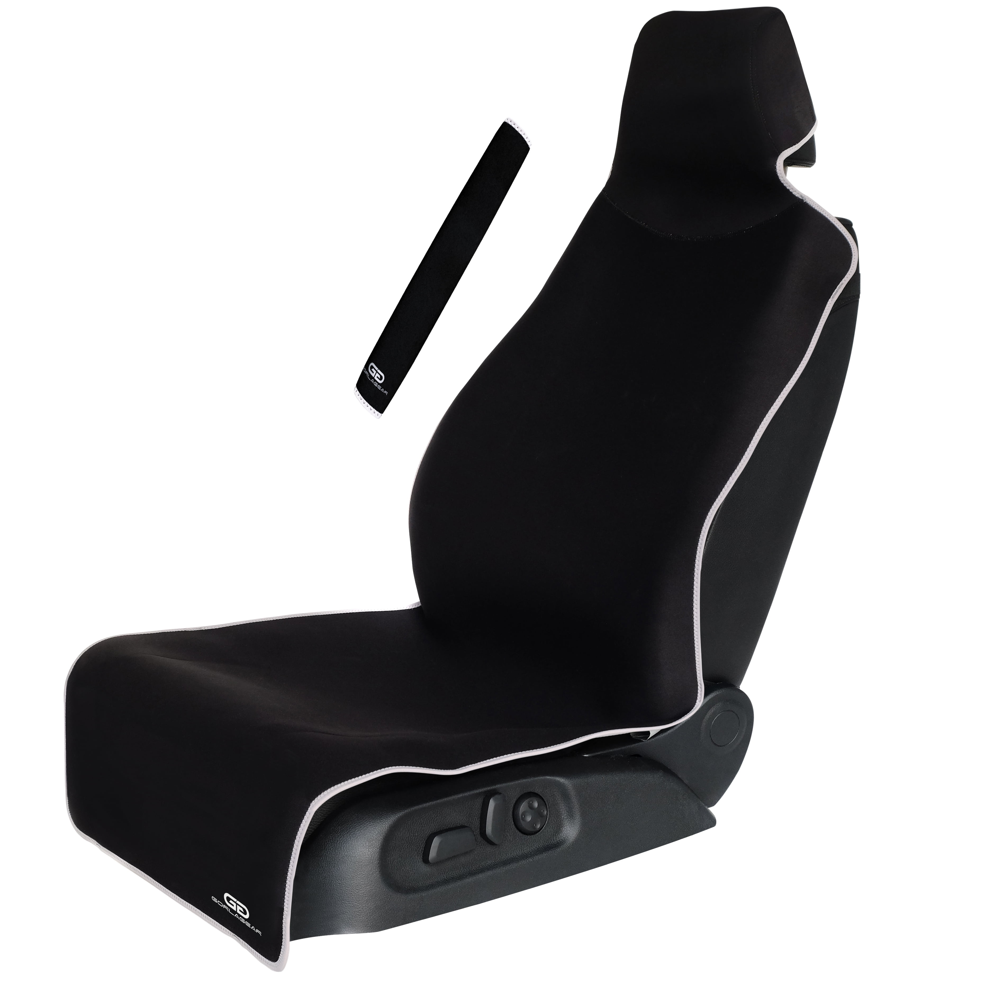 AutoCraft Car & SUV & Truck Seat Cushion, Black/Grey Leatherette Look, Universal, Breathable, All Season, 1 pk, AC2069