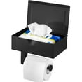 thumbnail image 1 of Gorlary Toilet Paper Holder with Shelf, Black Flushable Wipes Dispenser for Bathroom, Stainless Steel Wall Mount Toilet Paper Roll Holder with Storage, Restroom Organizer, 1 of 7