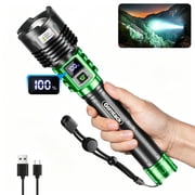 Gorntack 90000 Lumens Rechargeable Flashlights High Lumens, 10000mAh LED Flashlight with 3280FT Long Beam, IP67 Waterproof Zoomable Tactical Flashlight with Power Bank for Camping Emergency Hiking