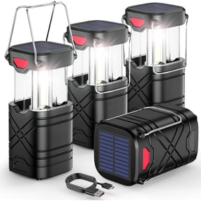 Gorntack Camping Lantern, Rechargeable LED Lanterns, Solar Lantern Battery Powered Hurricane Lanterns Flashlight with 3 Powered Ways & USB Cable for Emergency, Power Outage, Hurricane Supplies