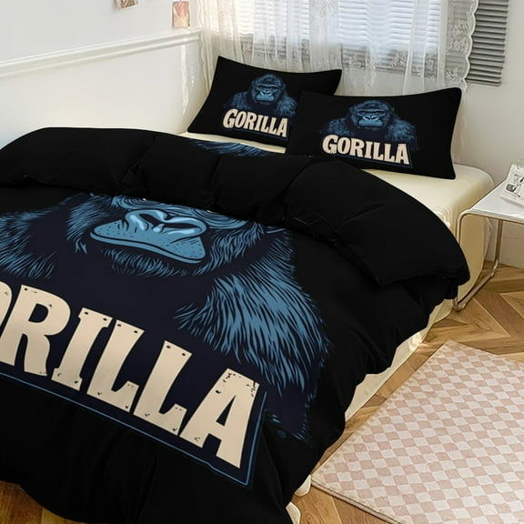 Gorrilla Duvet Cover King&Queen Size Soft 3 Pieces Set 1 Duvet Cover and 2 Pillow Shams with Zipper Closure 86"x70"