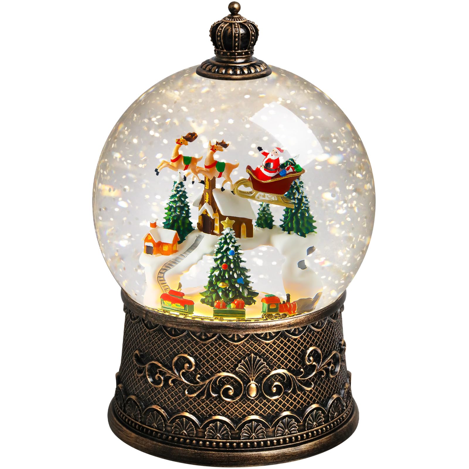 Gorrzai Christmas Decorations Indoor Christmas Snow Globe Lantern ...