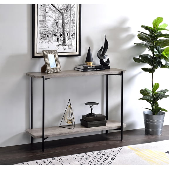 Gorstan 1-Shelf Metal Console Table, Sand Black and Light Gray