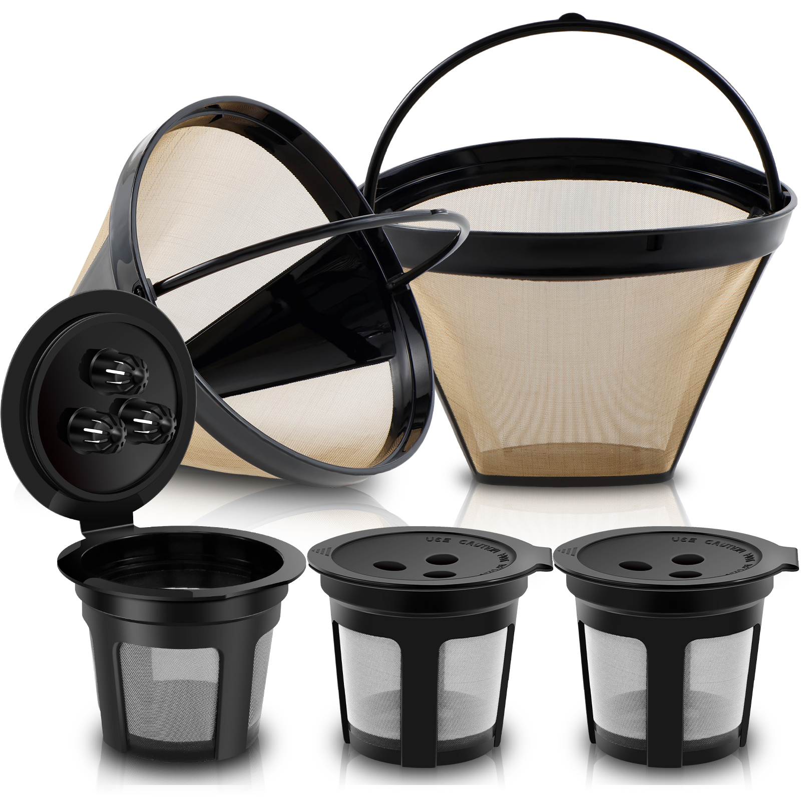 Gorware 5Pcs Coffee Maker Pods Filters 304 Stainless Steel Coffee Pods