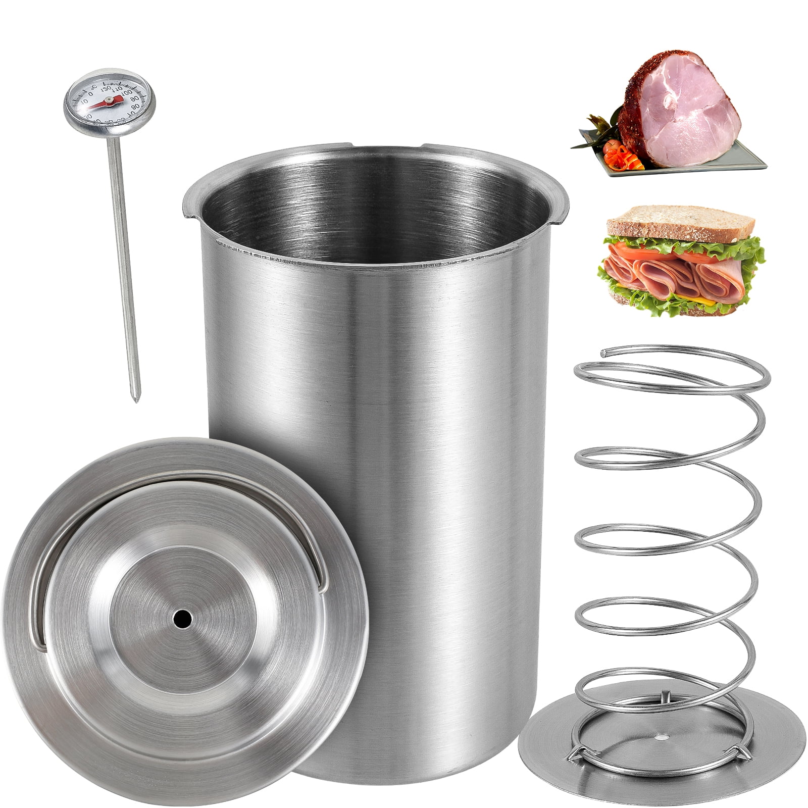 Press Ham Maker, Stainless Steel Ham Sandwich Meat Press Maker for Making  Healthy Homemade Deli Meat with Thermometer and Recipes, Seafood Meat
