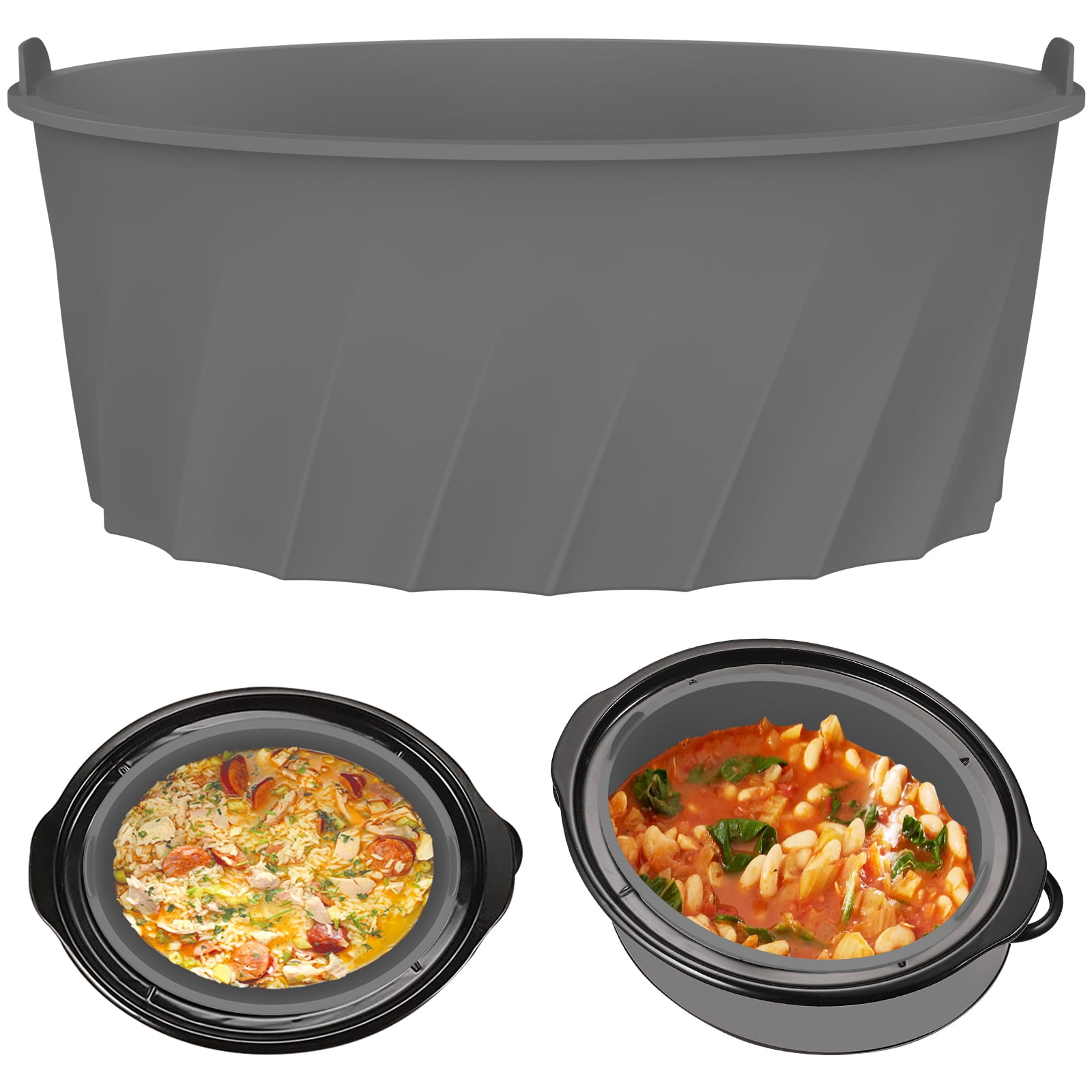 anlinkshine RNAB0BYXHLJVQ silicone slow cooker divider liners compatible  with crockpot 6qt, reusable slow cooker crock pot divider insert (3 in 1)