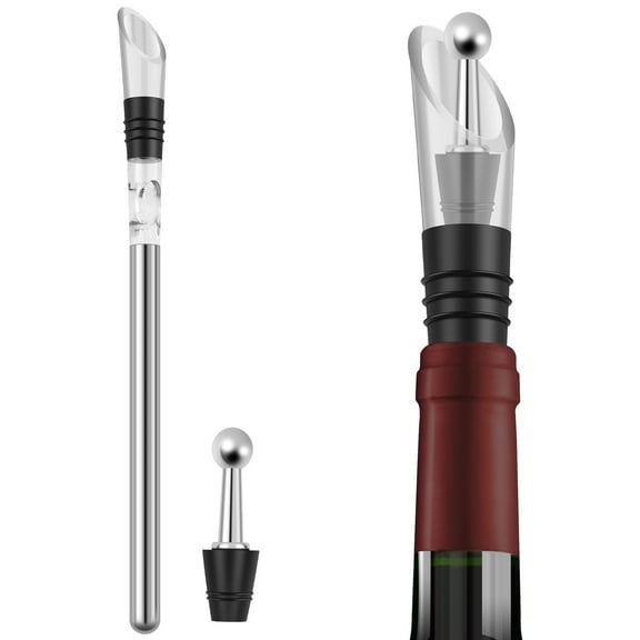Gorware Wine Chiller Stick Stainless Steel Wine Bottle Cooler Stick with Wine Stopper Fast Cooling Wine Bottle Chilling Rod 315x225mm