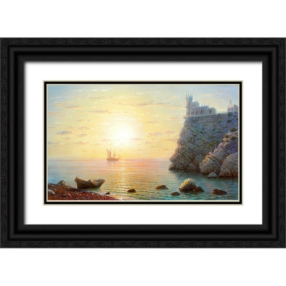 Goryachev, Alexander 32x21 Black Ornate Wood Framed with Double Matting Museum Art Print Titled - Swallows Nest.Morning – 2