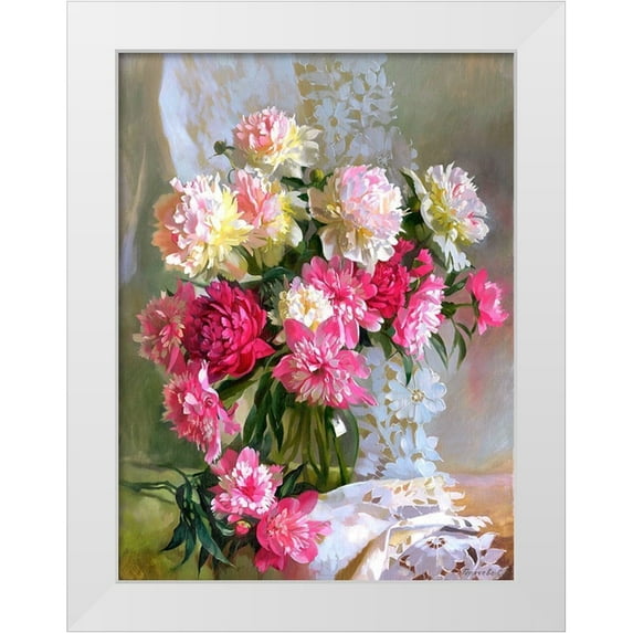 Goryacheva, Svetlana 15x18 White Modern Wood Framed Museum Art Print Titled - Peonies
