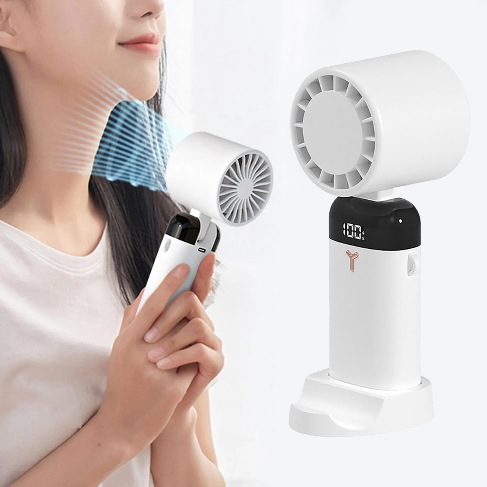 Goseagotofun Portable Handheld Fan Comes With Mobile Phone Holder Stand