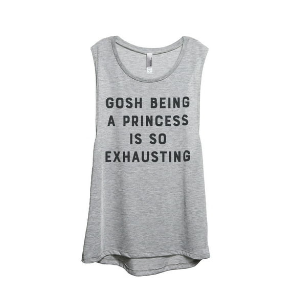 Gosh Being A Princess Is So Exhausting Women's Fashion Sleeveless Muscle Workout Yoga Tank Top Sport Grey Large