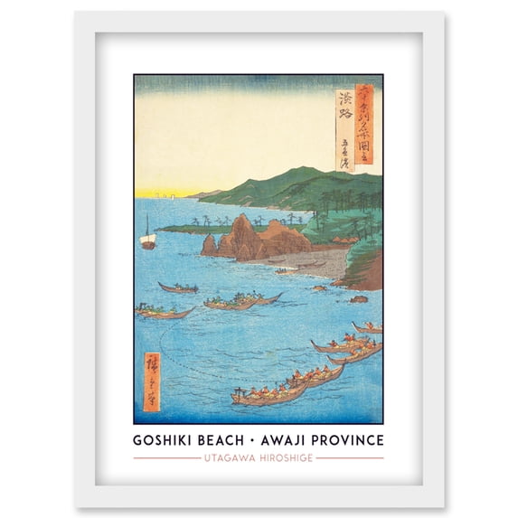 Goshiki Beach Awaji Province Utagawa Hiroshige Japanese Woodblock Classic Collection Artwork Framed Wall Art Print A4