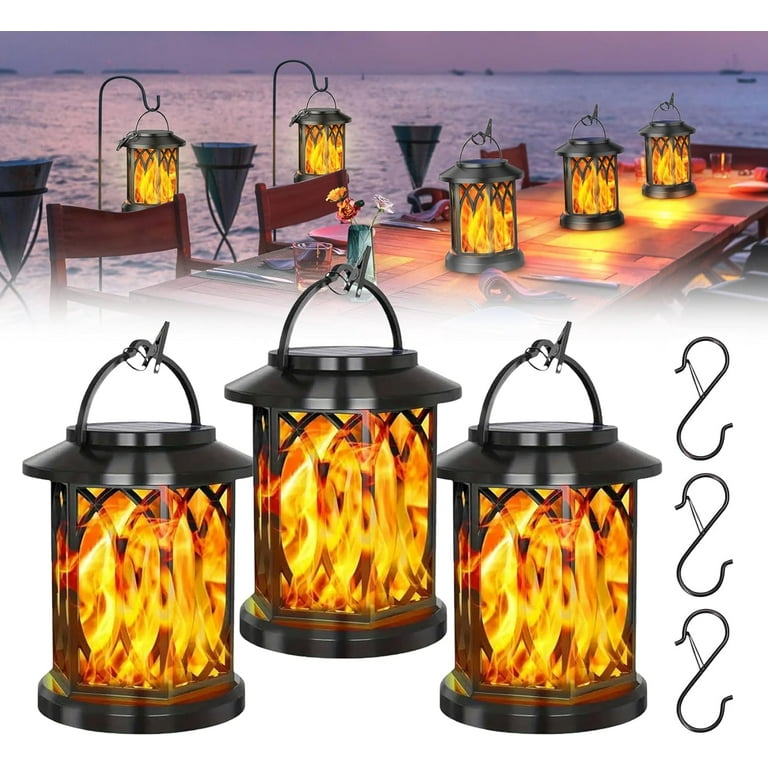 Gosibconp Flickering Flame Solar Lantern Outdoor Waterproof