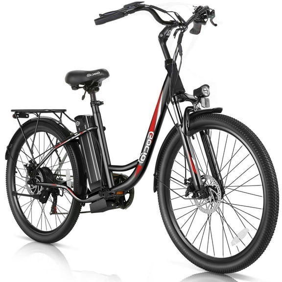 Gocio 26" Electric Bike for Adults, 500W Motor, City Commuter E-Bike, 48V 7.8Ah Removable Battery, Max 19.8Mph, 7 Speed, UL2849​