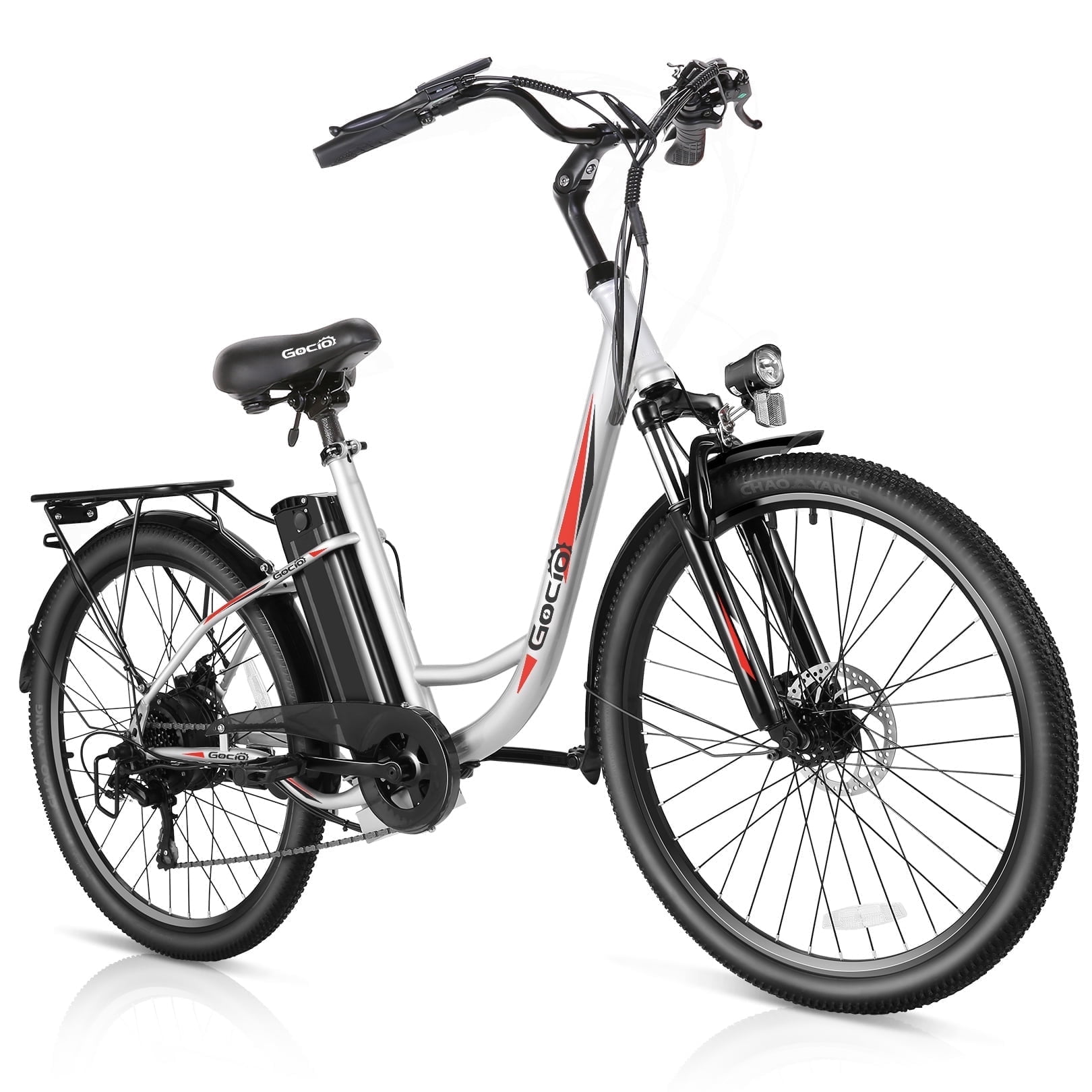 Gocio 26" Electric Bike for Adults, 500W Motor, City Commuter E-Bike, 48V 7.8Ah Removable Battery, Max 19.8Mph, 7 Speed, UL2849​