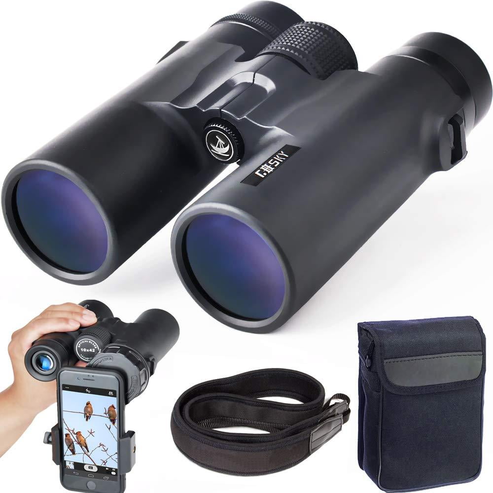Gosky 10x42 Roof Prism Binoculars for Adults, HD Professional Binoculars for Bird Watching Travel Stargazing Hunting Concerts Sports-BAK4 Prism FMC Lens-with Phone Mount Strap Carrying picture