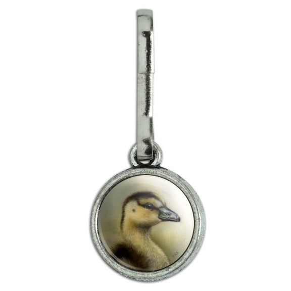 Gosling Baby Goose Geese Antiqued Charm Clothes Purse Suitcase Backpack Zipper Pull Aid