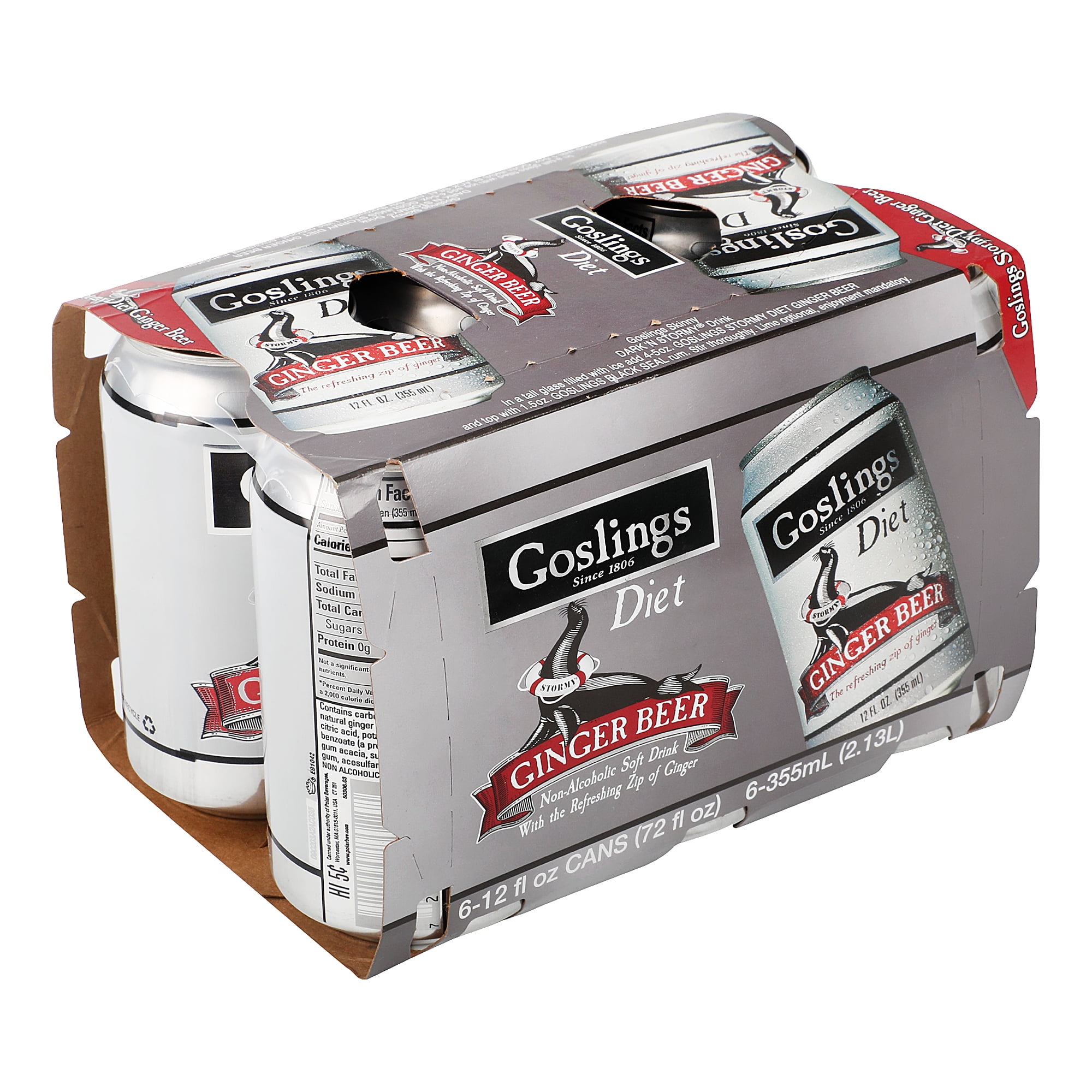 Goslings Diet Stormy Ginger Beer Cocktail Mixer, 6-12 fl. oz Cans