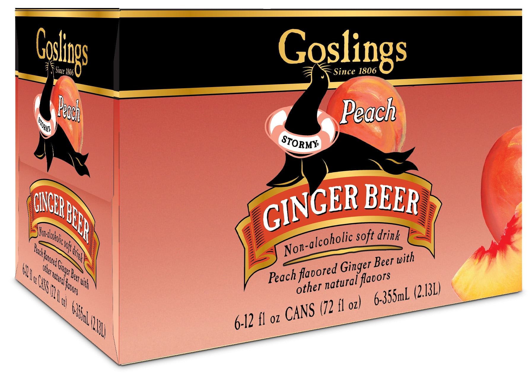 Goslings Peach Ginger Beer Cocktail Mixer, 6-12 fl. oz cans
