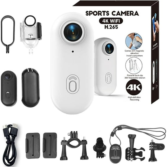 Gosnap - Go Snap Camera, Go Snap Body Cam, 1080P/4K Wearable Thumb Action Camera with 360° Spring Clip, 120° Wide Angle, Hands-Free POV Recording (1080P-White)