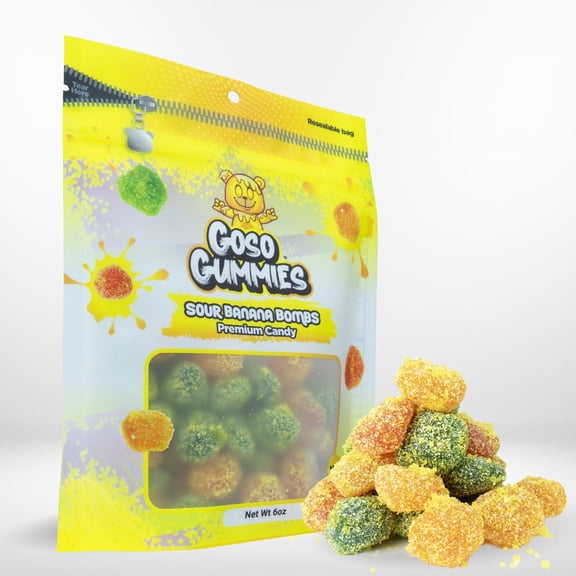 Goso Gummies Sour Banana Bombs 6oz Bag Sour Banana Juice-Filled Candy Viral Premium Candy Snack