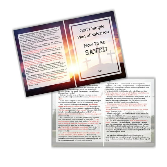 Gospel Tract How To Be Saved Gods Plan of Salvation KJV 100pk Handouts Door Knocking Simple Roman Roads Scripture 2x3 King James