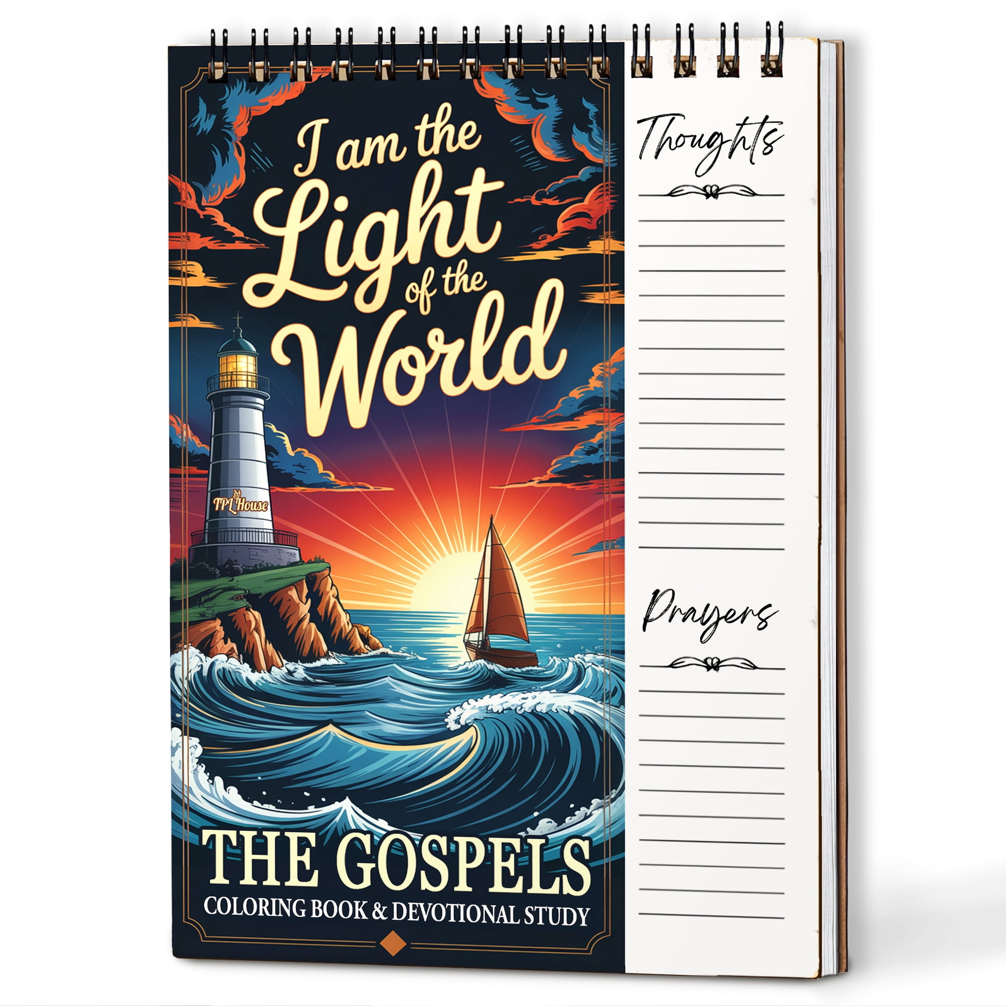 The Gospels: Matthew, Mark, Luke, John Coloring Book for Adults, 30 Minimalist Scripture Art Pages with Reflection & Prayer Space, Spiral Bound, A4 or A5 Softcover or Wood Cover